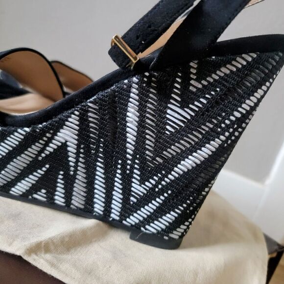 Stella Luna Atelier Paris Sheep Suede Leather Aztex Platform Wedge Sandal Black - Picture 3 of 15